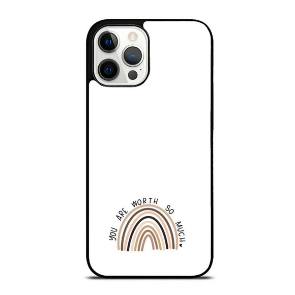 You Are Worth So Much - Rainbow Heart Cute Motivational Quote iPhone Case - Picture 1 of 1